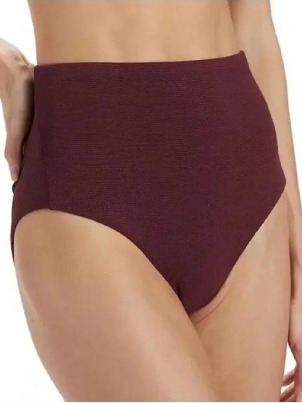 Spanx swim High rise pique shaping Bikini Bottoms — mulberry size small NWT